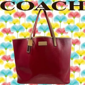 Coach Park Metro Red Saffiano Large Leather Tote Handbag